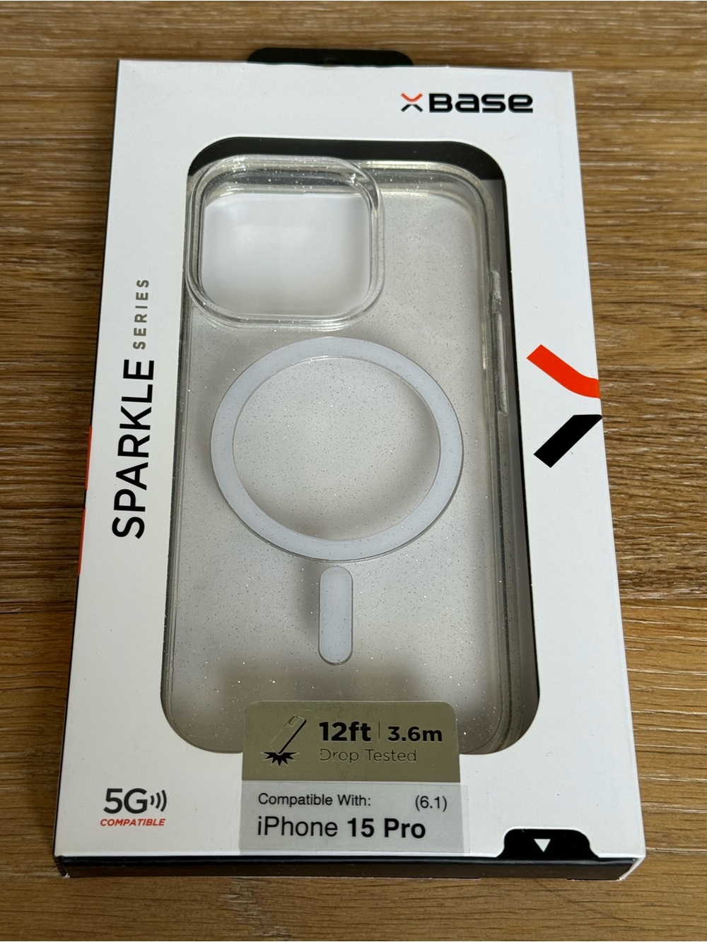 New xBase Sparkle Series iPhone 15 Pro 6.1” Case Sparkle White Clear